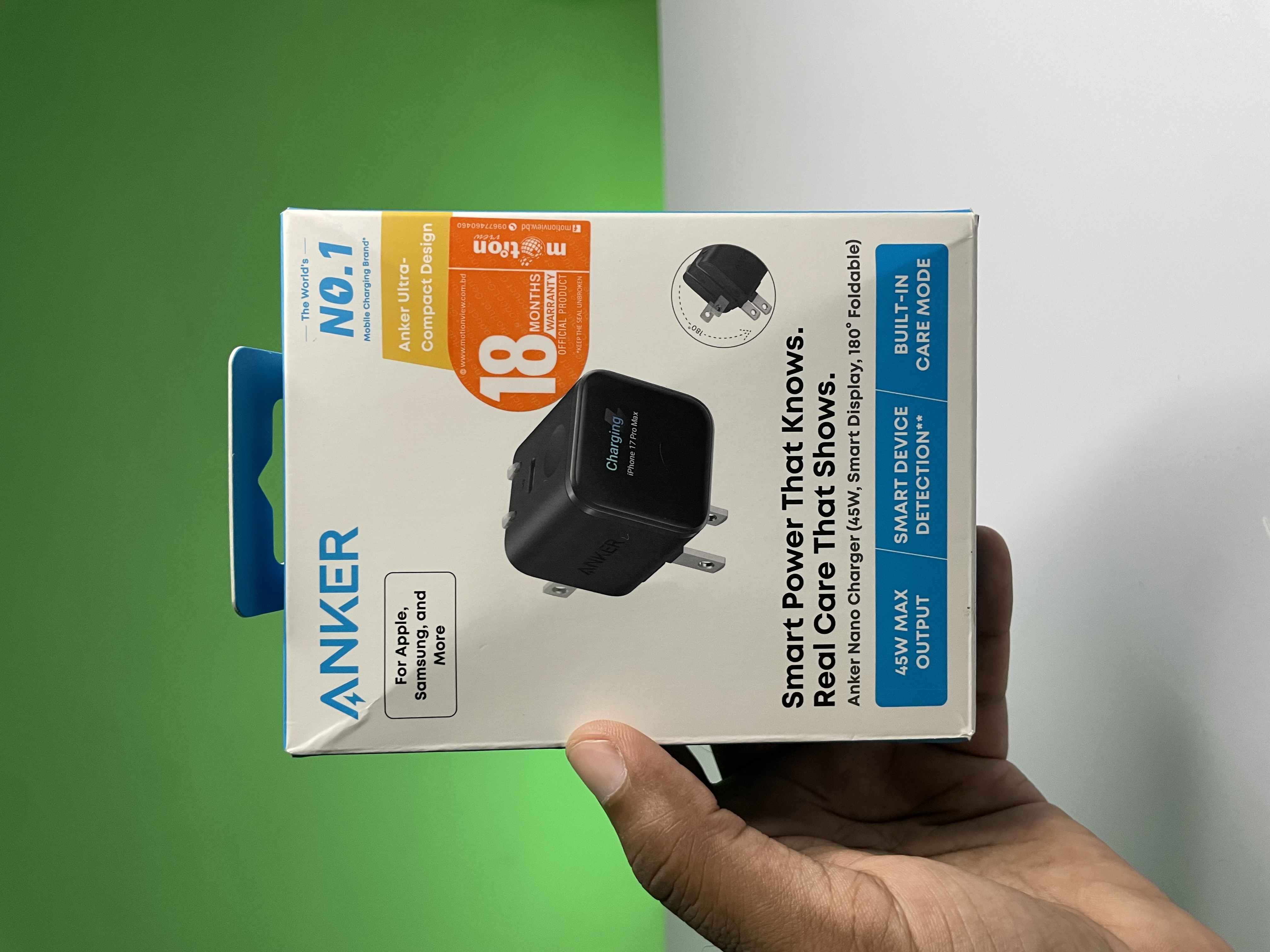 Anker Nano Charger Global(45W, Smart Display, 180° Foldable)